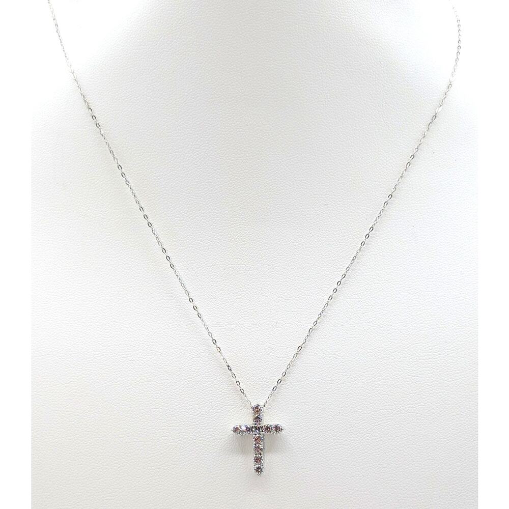 Eliot Danori $55 Silver Tone Sparkling Crystal Cross 16", 17", 18" Necklace NWOT